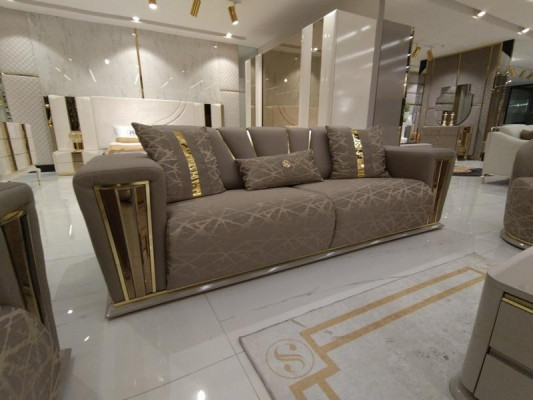 Canapé 3 Sëtzer Textil Holz Modern Canapé Polstersofa Canapéen Design Luxus Neit Canapé