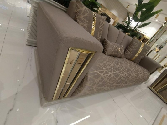 Canapé 3 Sëtzer Textil Holz Modern Canapé Polstersofa Canapéen Design Luxus Neit Canapé