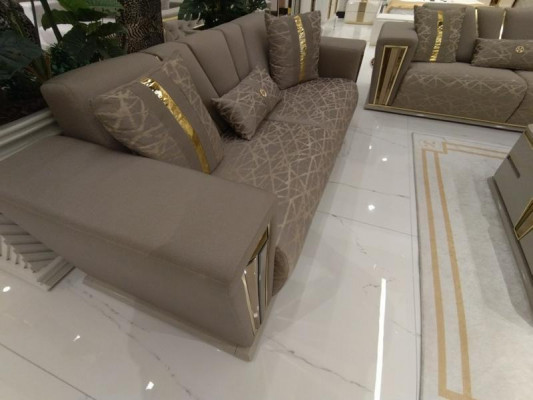 Canapé 3 Sëtzer Textil Holz Modern Canapé Polstersofa Canapéen Design Luxus Neit Canapé