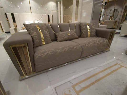 Canapé 3 Sëtzer Textil Holz Modern Canapé Polstersofa Canapéen Design Luxus Neit Canapé