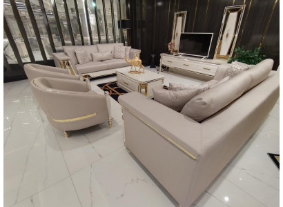 Sofagarnitur 3+3+1+1 Sëtzer + Couchtisch + Sideboard Modern Set Nei