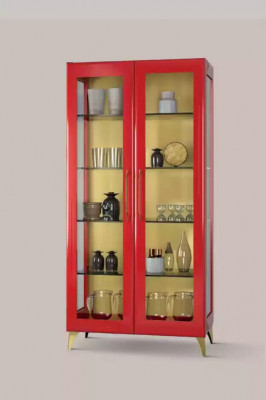 Vitrine Schéin Rout Glas Schaf Vitrinen Holz Glas Wunnzëmmer Modern Luxus
