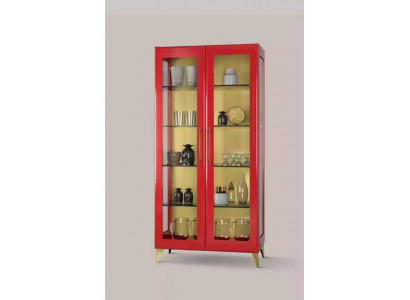 Vitrine Schéin Rout Glas Schaf Vitrinen Holz Glas Wunnzëmmer Modern Luxus