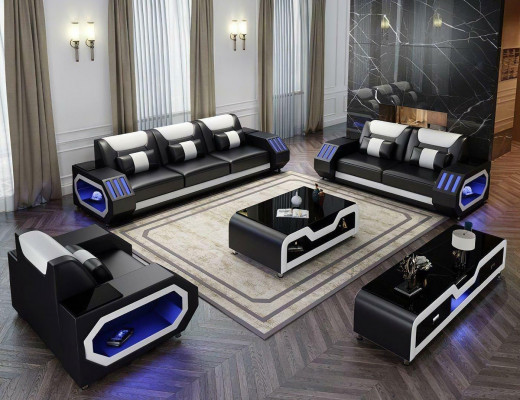 Sofagarnitur Set 3+2+1 Plaz Couchtisch Sideboard Garnitur Design Modern 5tlg.