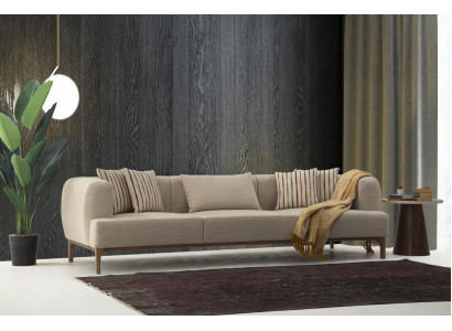 Däersëtzer Canapé 3 Sëtzer Canapéen Beige Stoff Modern Wunnzëmmer Luxus Nei