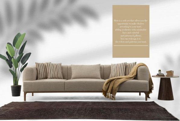 Däersëtzer Canapé 3 Sëtzer Canapéen Beige Stoff Modern Wunnzëmmer Luxus Nei