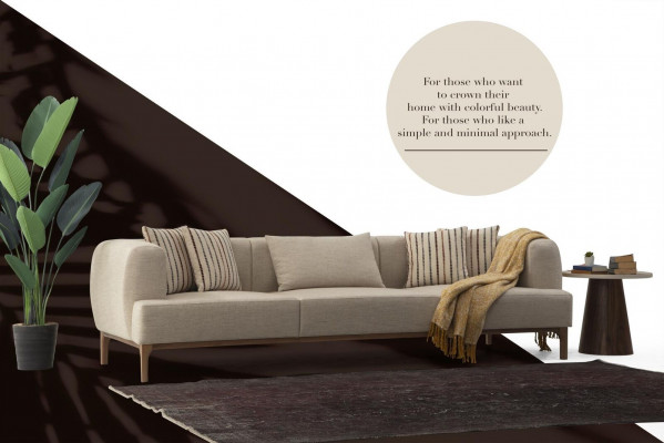 Däersëtzer Canapé 3 Sëtzer Canapéen Beige Stoff Modern Wunnzëmmer Luxus Nei