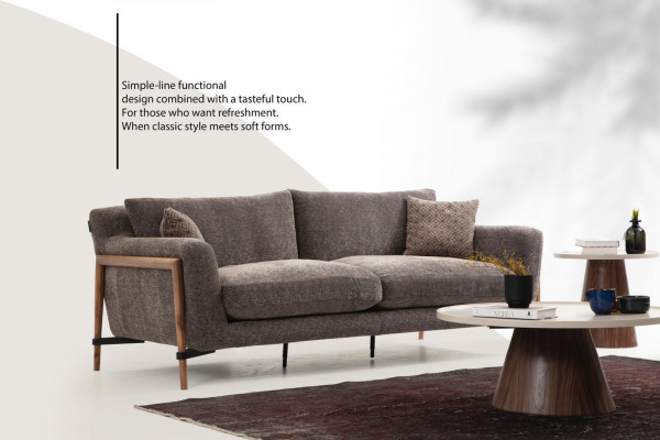 Dräisëtzer Sofa 3 Sëtzer Stoft Modern Sofaen Design Wunnzëmmer Gro