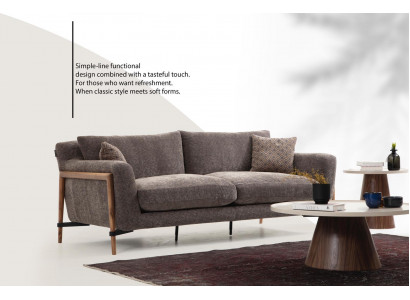 Dräisëtzer Sofa 3 Sëtzer Stoft Modern Sofaen Design Wunnzëmmer Gro