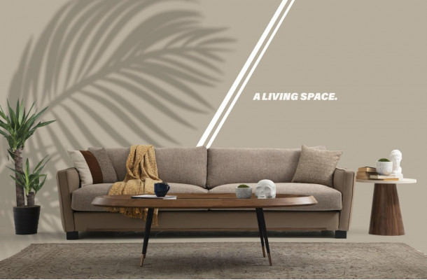 Canapé-Sëtzung 31 Sëtzer Fotell Dräisëtzer Modern Stoff Beige Set Design