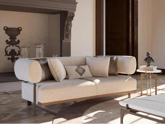 Wunnzëmmer Modern Design Zweisëtzer Sofa Ariichtung Textil Polstermiwwel