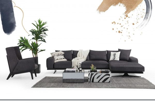 Ecksofa L-Form Fotell Sofa Wunnzëmmer Gro Modern Stoff Sofas Sëtzer