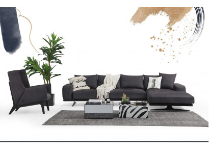Ecksofa L-Form Fotell Sofa Wunnzëmmer Gro Modern Stoff Sofas Sëtzer