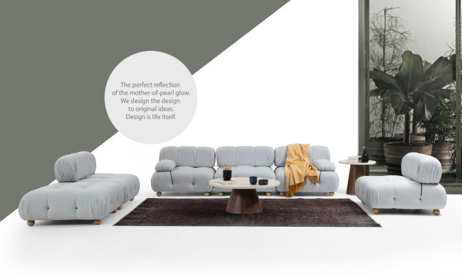 Komplett Canapé Ensemble Sofa Ensemble 321 Sëtzer Modern Stoffer Grié Sets.