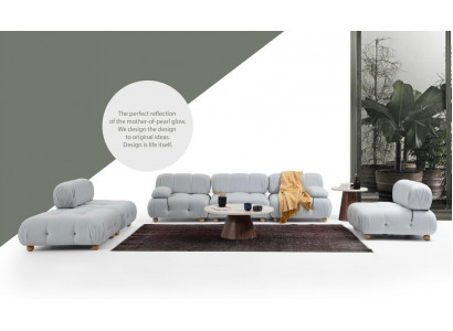 Komplett Canapé Ensemble Sofa Ensemble 321 Sëtzer Modern Stoffer Grié Sets.