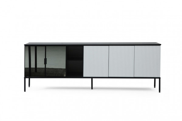 Iesszëmmer Grupp Iessdësch Still Sideboard Dësch Holz Set 8 Stéck Wäiss