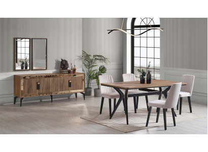 Iesszëmmer Luxus Iessgruppe Iessdësch Set 10tlg Iesszëmmer Braun Holz