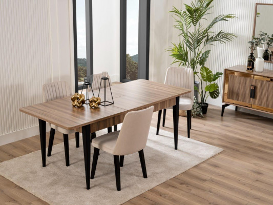 Iesszëmmer Luxus Iessgruppe Iessdësch Set 10tlg Iesszëmmer Braun Holz