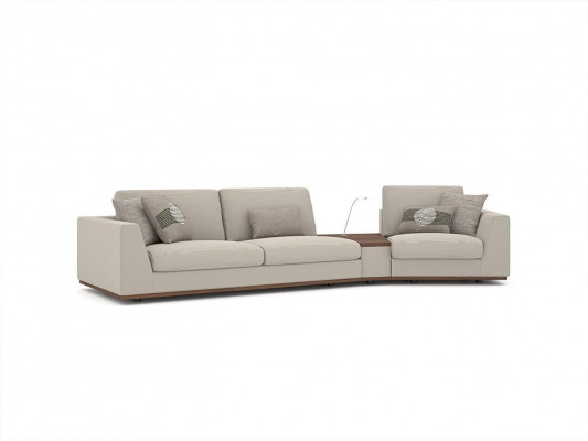Polstermeubel Sofa Couch Dräisiichter Wunnzëmmer Design Sëtz Holz Textil