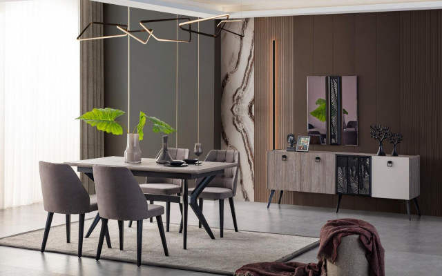 Iessgruppe Iesseck Iessdësch Still Holz Gro Iesszëmmer 9tlg Kommode