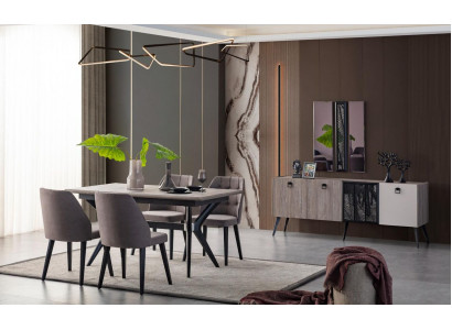 Iessgruppe Iesseck Iessdësch Still Holz Gro Iesszëmmer 9tlg Kommode