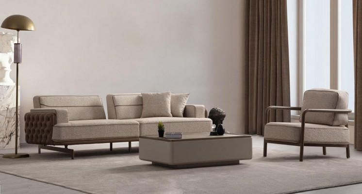 Beige Wunnzëmmer Set Modernen Dräisëtzer Luxus Polstersëtz 2tlg Neit