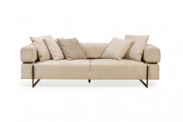Crème dräisëtzer Designer-Stoffsofa Polstermöbel Luxuséisegen 3-Sëtzer