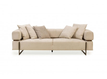 Crème dräisëtzer Designer-Stoffsofa Polstermöbel Luxuséisegen 3-Sëtzer
