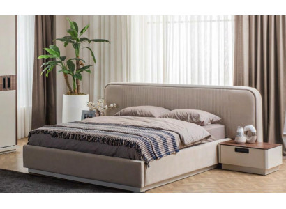 Stilvoll Schlofzëmmer Miwwel Designer Polster Duebelbett 2x Nuetsdëscher