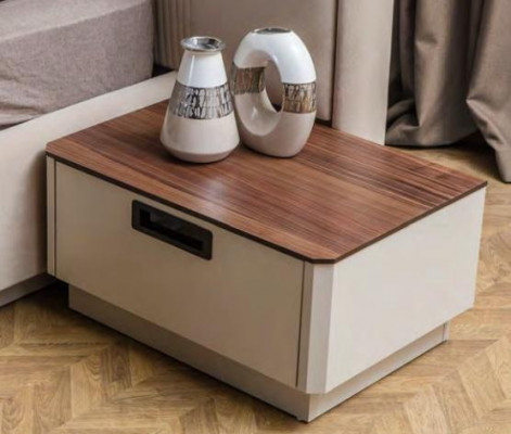 Stilvoll Schlofzëmmer Miwwel Designer Polster Duebelbett 2x Nuetsdëscher