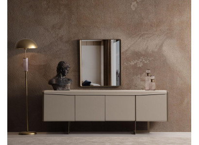 Beige Iesszëmmer Kredenz Rechteckegen Spigel Stilvoll Holzmöbel 2tlg