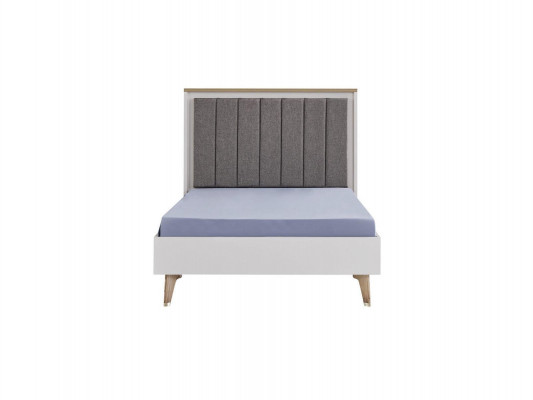 Bettgestell Kannerzëmmer Kannerbett 100 cm Jugendbett Holz Griis Stoff