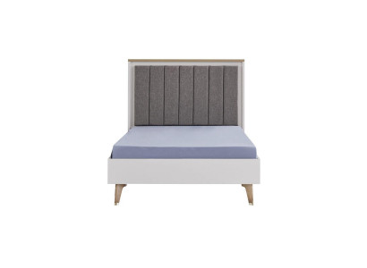 Bettgestell Kannerzëmmer Kannerbett 100 cm Jugendbett Holz Griis Stoff