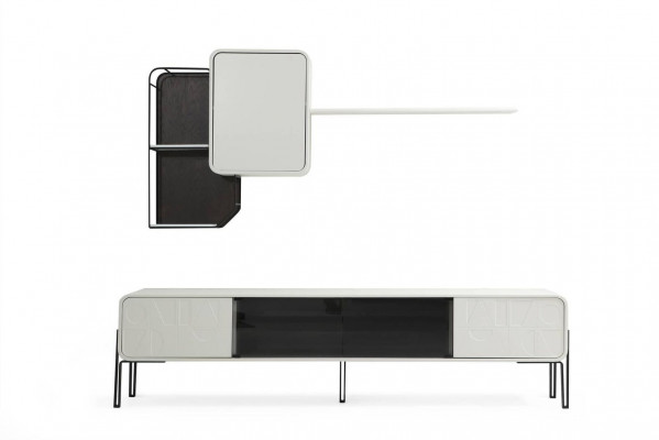 Wunnwand RTV Lowboard Regaler Schaf TV Stänner Set Holz Modern Wäiss