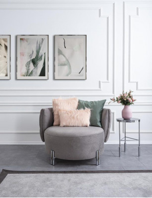 Graue Polstersëtz Living Zëmmer Een-Seeter Textil Sëtz Lounge Miwwelen
