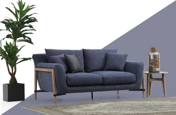 Dräisëtzer Sofa 3 Sëtzer Stoff Modern Sofas Design Wunnzëmmer Blo