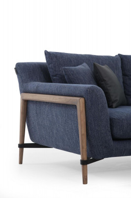 Dräisëtzer Sofa 3 Sëtzer Stoff Modern Sofas Design Wunnzëmmer Blo