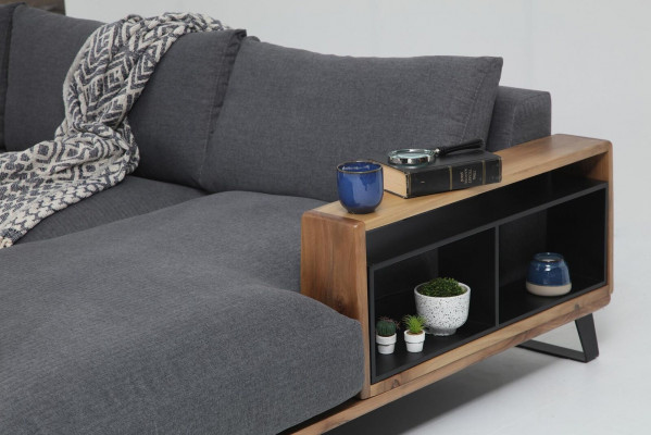 Ecksofa L-Form Sofa Gro Modern Stoff Design Wunnzëmmer Polyester