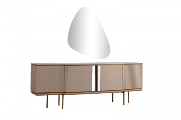 Béisch Iesszëmmer Kommod 2-diereg Luxuriéise Spigel Modern Holz Miwwelen