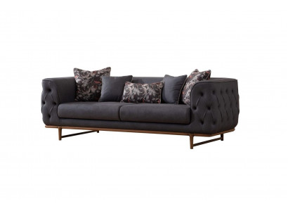 Schwaarzt Chesterfield Sofa Designer Schloffunktion Wunnzëmmer 3-Sëtzer