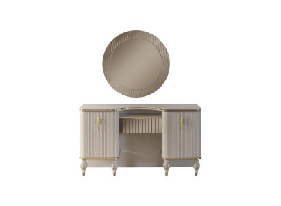 Beigen Make-up Dësch Designer Frisiertisch Kosmetiktisch Konsol Spigel