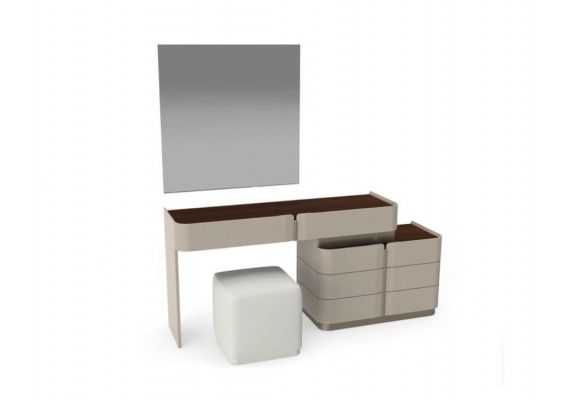 Schminktisch Spigel modesch wäissen Hocker Komplett Set Schlofkummer Nei 3 Deeler