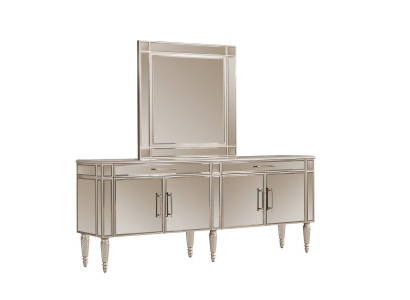 Beige Iesszëmmer Kommode Spigel Luxus Anrichte Holz Miwwelen Edel Kommoden