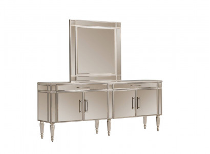 Beige Iesszëmmer Kommode Spigel Luxus Anrichte Holz Miwwelen Edel Kommoden