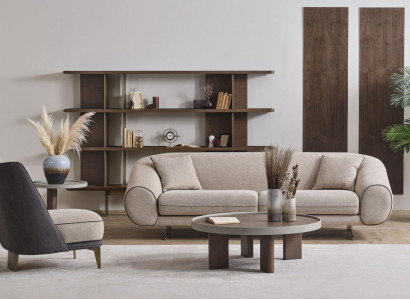 Wunnzëmmer Miwwel Designer 3+1 Sëtzer Luxus Fotell Couchtisch Säitentisch