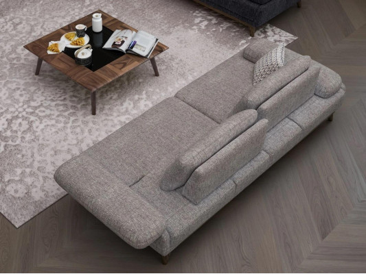 Design Stoffpolsterméiwen Dräisëtzer Sofa Couch Stoff Wunnzëmmer Modern Ariichtung