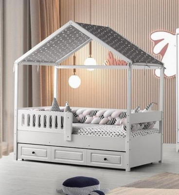 Kannerbett Holzbett Funktiounsbett Auszéihbart Bett 200 Holz Wäiss Nei