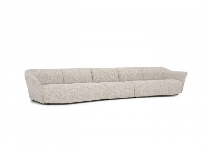 Fënnef-Sëtz-Sofa Couch 440cm Wunnzëmmer Wäiss Ariichtung Textil Polstermeubel