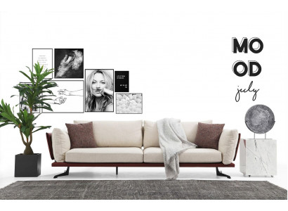 Viersëtzer Canapé 4 Sëtzer Stoff Beige Modern Design Wunnzëmmer Luxus