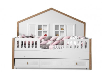 Bettkader Kandebett Bett Kannerzëmmer Kannerzëmmermiwwelen Wäisst Holz